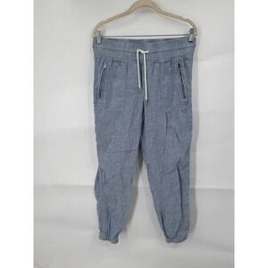 Athleta Cabo Linen Jogger Pant Womens 8 Blue High Rise Pull On Casual Drawstring